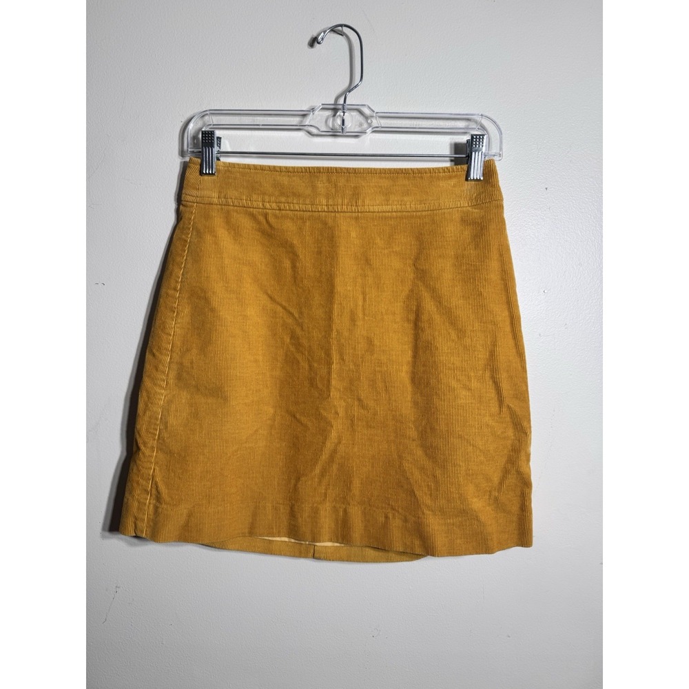 J Crew Yellow Corduroy Mini Skirt Womens Size 00